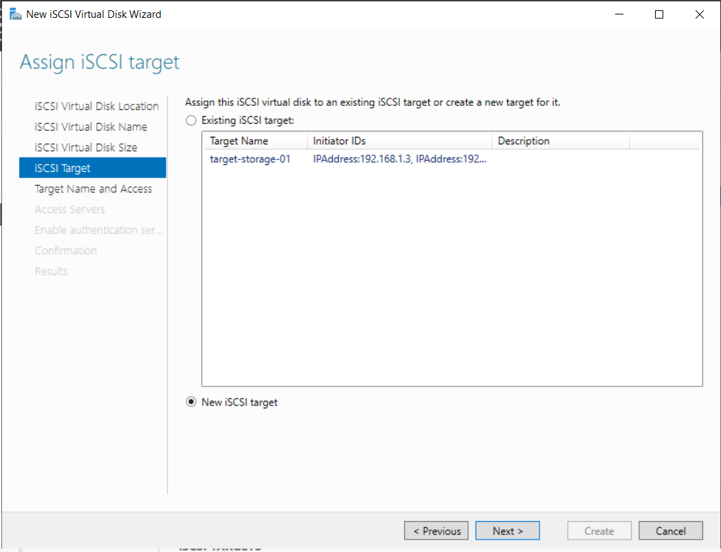 New iSCSI Target
